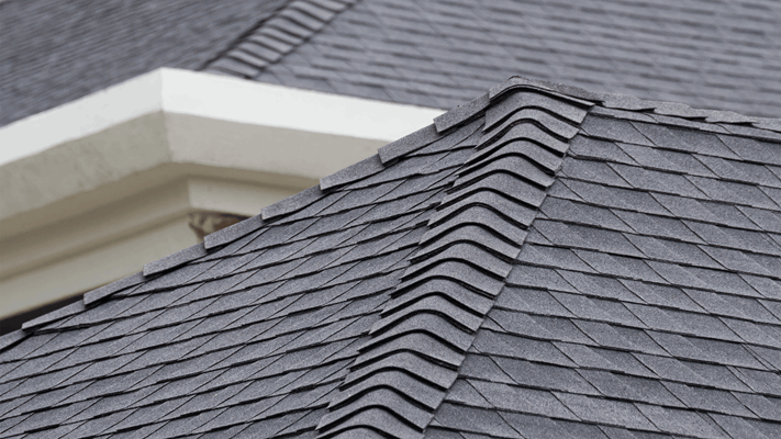 A roof peak with ridge caps in Medford NJ