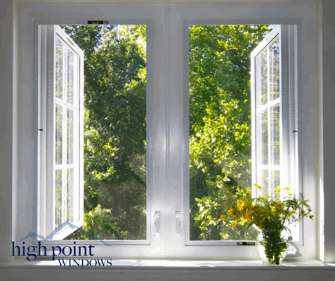Casement window shown inside a home in New Jersey