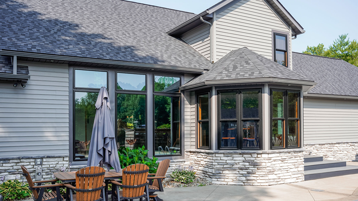 A beautiful house in NJ with new black windows. 