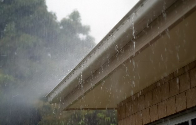 Gutter shown in stormy weather