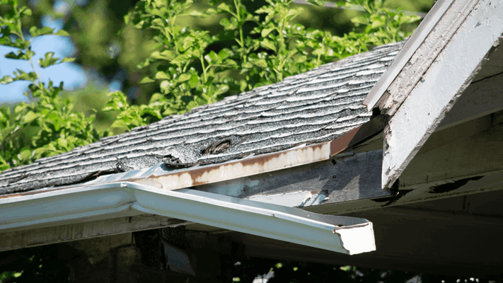 Broken gutter on a residential home