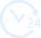 Clock icon, 24 hour response guarantee